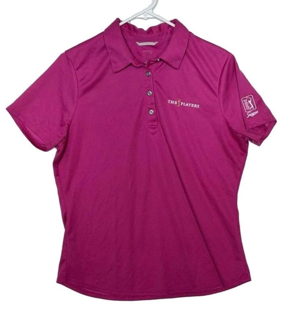 OGIO The Players Golf Polo Shirt Women Size M Pink 100% Polyester